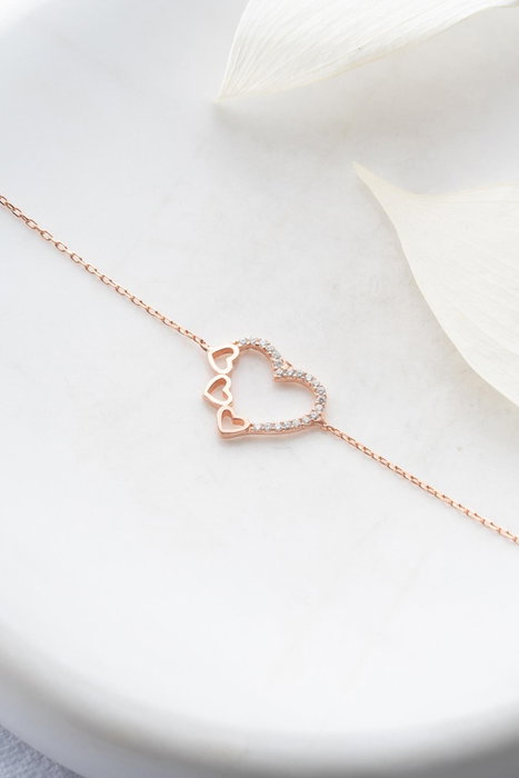 Heliophilia Silver Pulsera de Plata de Ley 925 con Baño de Oro Rosa y Circón